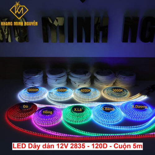 Đèn LED dây 12V 2835 SMD 120 mắt/mét - cuộn 5m