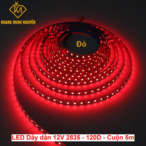 Đèn LED dây 12V 2835 SMD 120 mắt/mét - cuộn 5m - Đỏ