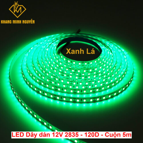 Đèn LED dây 12V 2835 SMD 120 mắt/mét - cuộn 5m - Xanh lá