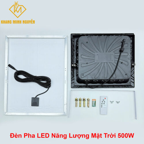 Đèn Pha LED Năng Lượng Mặt Trời 500W IP67 – Siêu sáng, Pin dung lượng lớn, Tấm pin 45x35cm