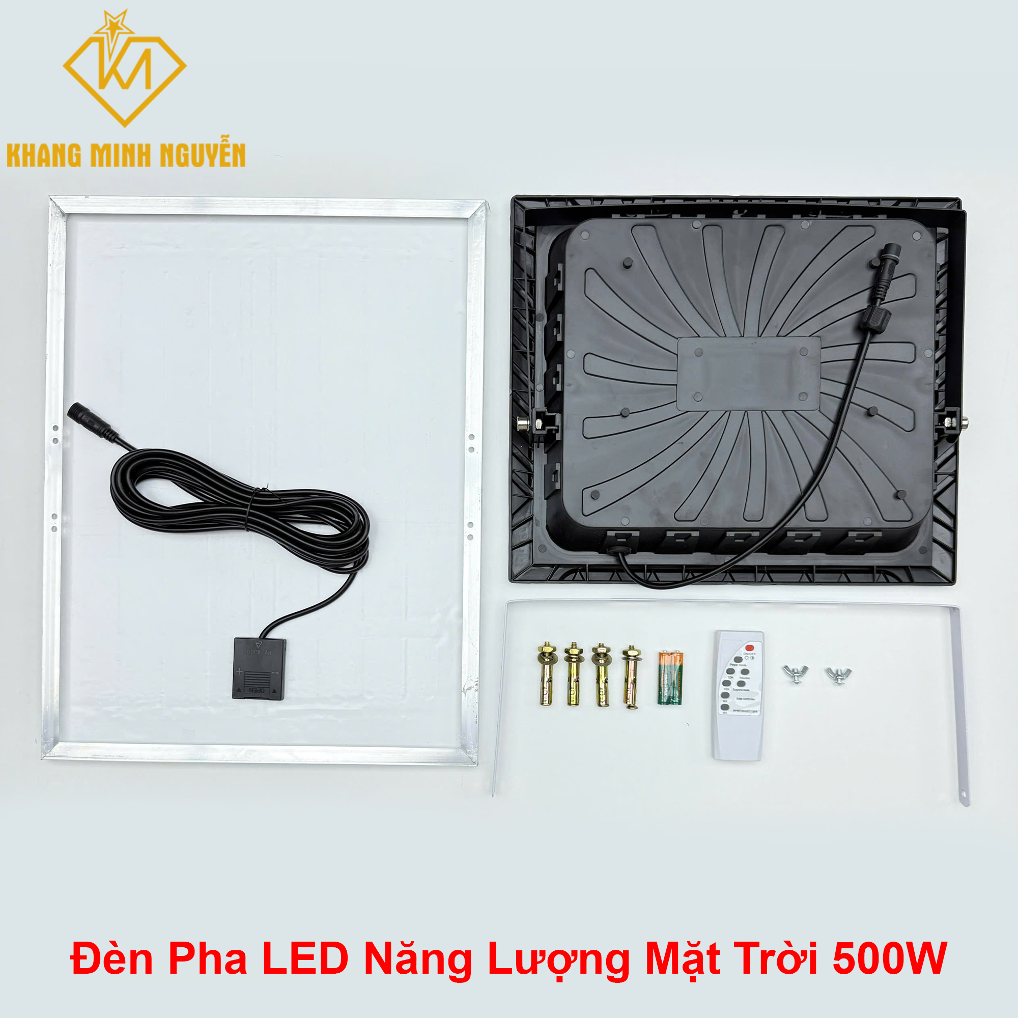 Đèn Pha LED Năng Lượng Mặt Trời 500W IP67 – Siêu sáng, Pin dung lượng lớn, Tấm pin 45x35cm Đèn Pha LED Năng Lượng Mặt Trời 500W IP67 – Siêu sáng, Pin dung lượng lớn, Tấm pin 45x35cm