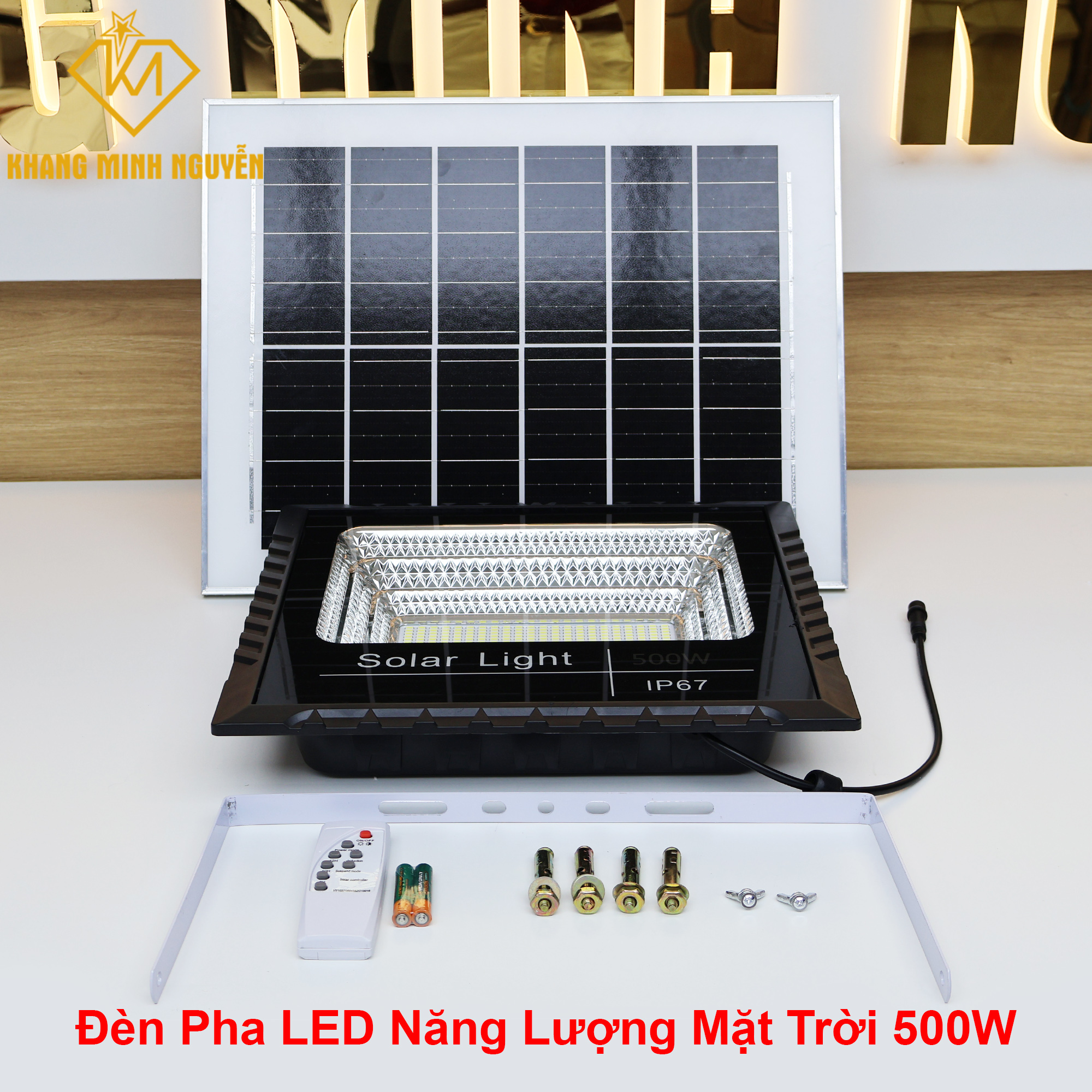 Đèn Pha LED Năng Lượng Mặt Trời 500W IP67 – Siêu sáng, Pin dung lượng lớn, Tấm pin 45x35cm Đèn Pha LED Năng Lượng Mặt Trời 500W IP67 – Siêu sáng, Pin dung lượng lớn, Tấm pin 45x35cm