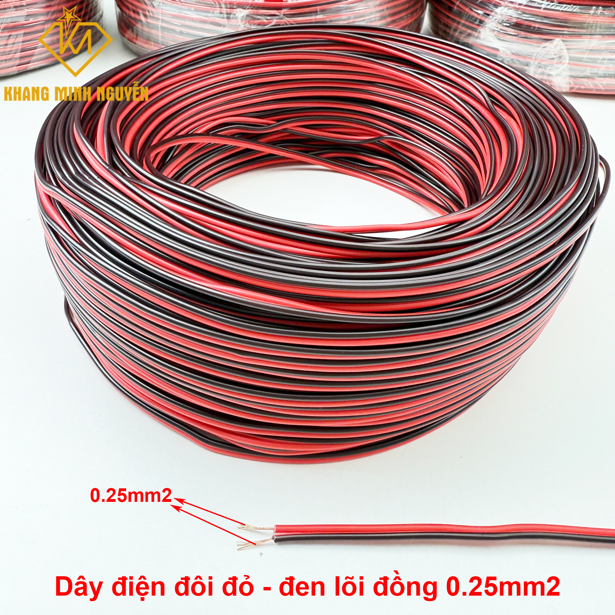 Cuộn 100m dây đôi 2 màu đỏ đen chuyên dùng cho đèn LED Cuộn 100m dây đôi 2 màu đỏ đen chuyên dùng cho đèn LED