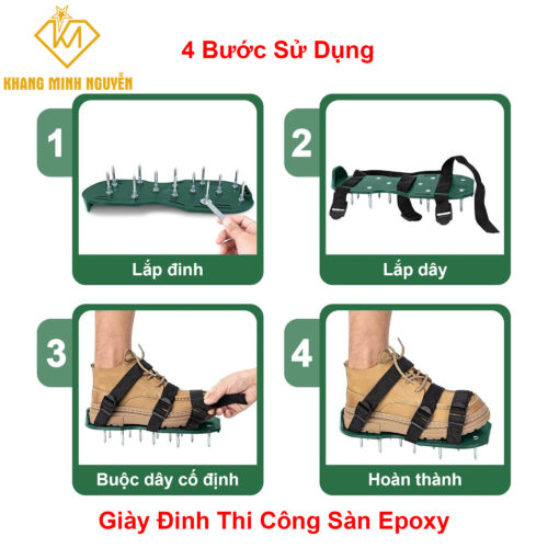 Giày đinh chuyên thi công sàn Epoxy, chống thấm