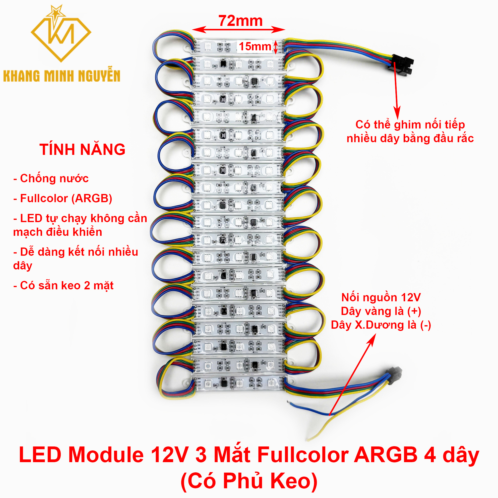 LED Module 12V 3 Mắt Fullcolor ARGB 8206 - LED Module 12V Full màu LED Module 12V 3 Mắt Fullcolor ARGB 8206 - LED Module 12V Full màu