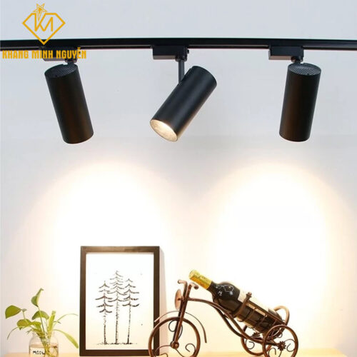 Combo Đèn ray rọi, đèn ống bơ trang trí - Combo 3 đèn + ray đen